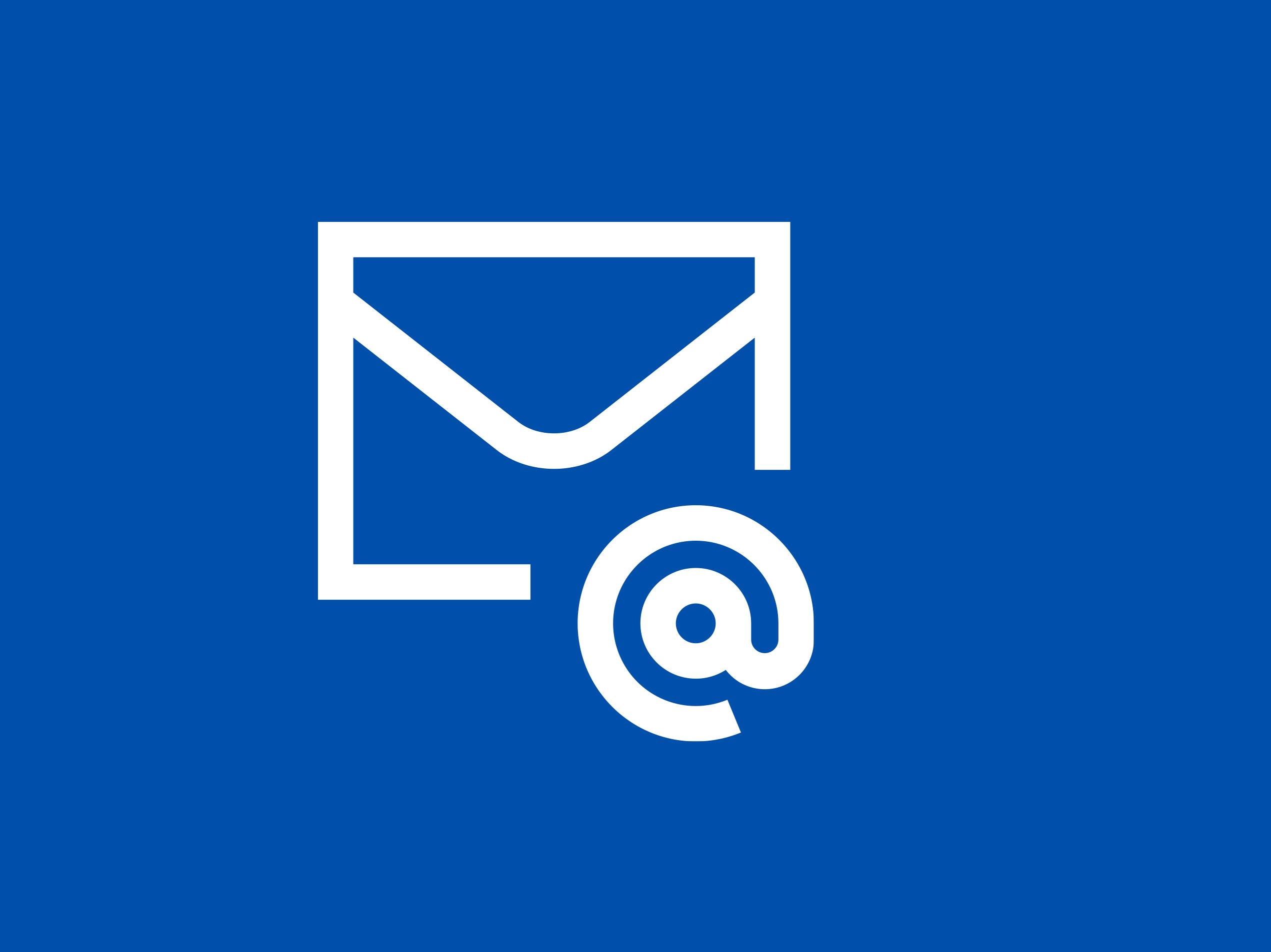 E-Mail-Symbol mit einem Umschlag und einem At-Zeichen.